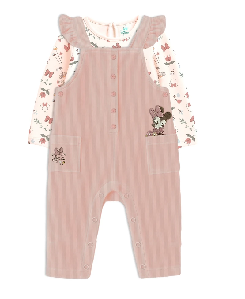 Disney Baby Girls 2-Piece Minnie Mouse Top and Corduroy Overall Set