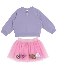 Rare Editions Baby Girls 2-Piece French Terry Cheer Sweatshirt and Tutu Skirt Set