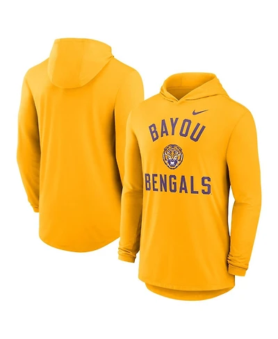 Nike Men's Gold Lsu Tigers Classic Arch Tri-Blend Performance Long Sleeve Hoodie T-Shirt