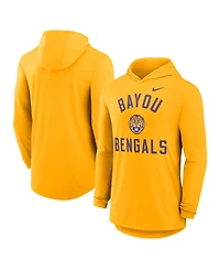 Nike Men's Gold Lsu Tigers Classic Arch Tri-Blend Performance Long Sleeve Hoodie T-Shirt