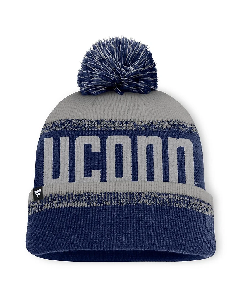 Fanatics Men's Navy/Gray UConn Huskies Thrive Cuffed Knit with Pom Hat