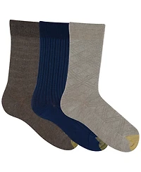 Gold Toe Men's 3-Pack Oscar Texture Reinforced Toe Crew Socks