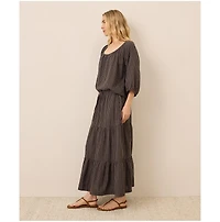Pact Women's Organic Cotton Coastal Double Gauze Tiered Maxi Skirt