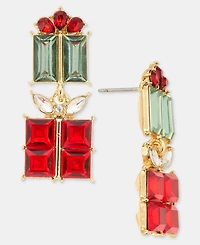 Holiday Lane Mixed Crystal Gift Double Drop Earrings, Macy's Exclusive