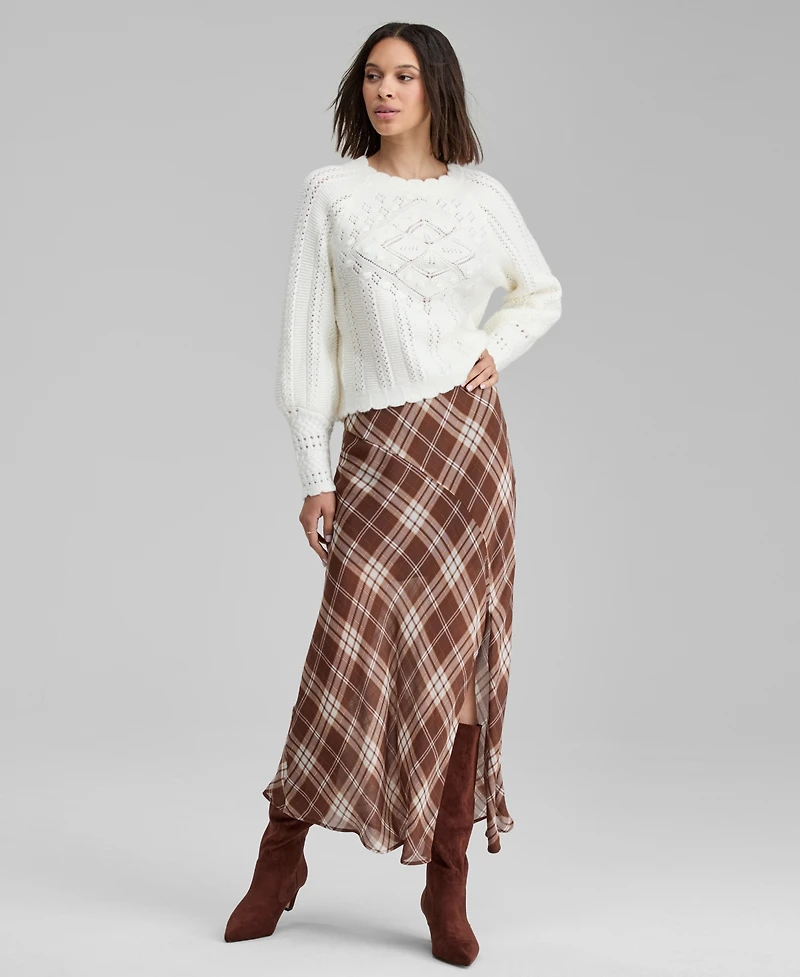 And Now This Women's Plaid Bias-Cut Slip Skirt, Macy's Exclusive