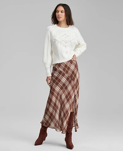 And Now This Women's Plaid Bias-Cut Slip Skirt, Macy's Exclusive