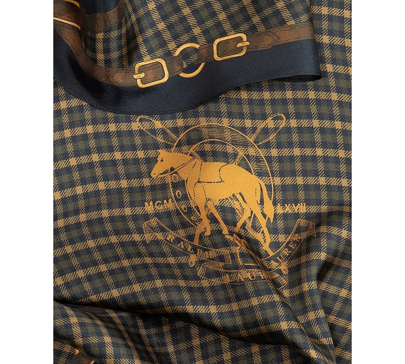 Lauren Ralph Lauren Belting & Plaid Diamond Silk Scarf