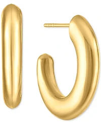 Polished J-Hoop Extra Small Huggie Hoop Earrings in 10k Gold, 0.375"