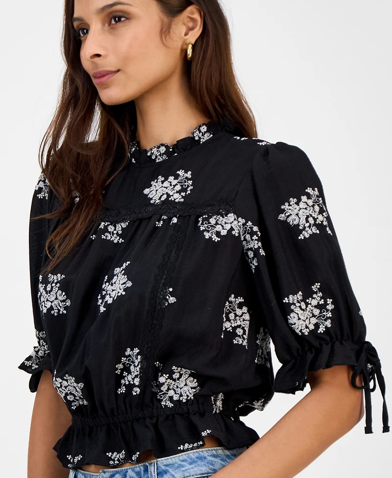 And Now This Women's Embroidered Lace-Trim Blouse, Macy's Exclusive