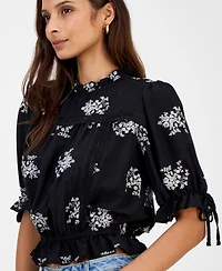 And Now This Women's Embroidered Lace-Trim Blouse, Macy's Exclusive