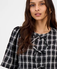 And Now This Women's Plaid Tie-Front Peplum Top, Macy's Exclusive