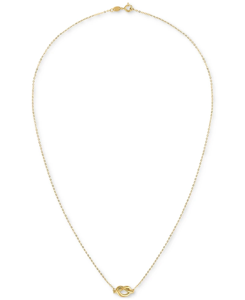 Polished Love Knot Station 18" Pendant Necklace in 10k Gold