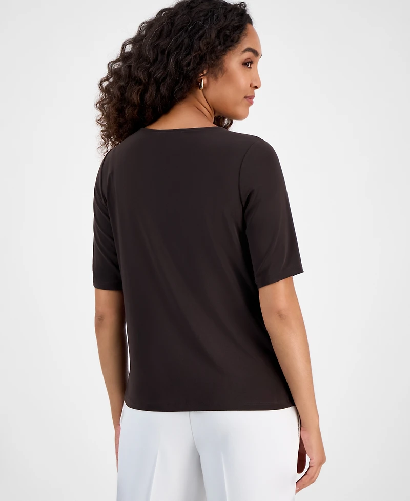 Kasper Women's Pleat Neck Knit Top, Regular & Petite