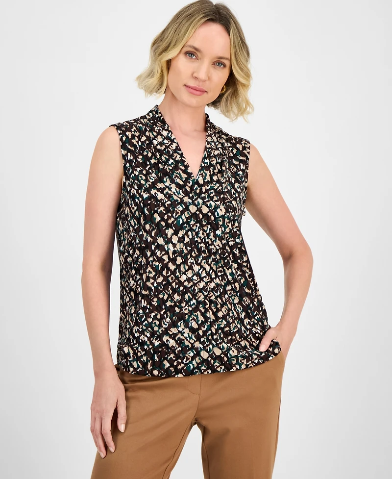 Kasper Women's Floral-Print Hidden-Placket Blouse