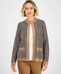 Kasper Women's Textured Contrast-Trim Cardigan, Regular & Petite