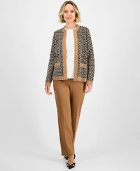 Kasper Women's Textured Contrast-Trim Cardigan, Regular & Petite