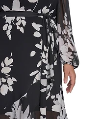 Tommy Hilfiger Plus Chiffon Long-Sleeve Midi Dress