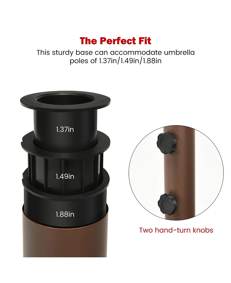 Gymax Round Weighted Patio Umbrella Base Stand lbs w/ 3 Adapters