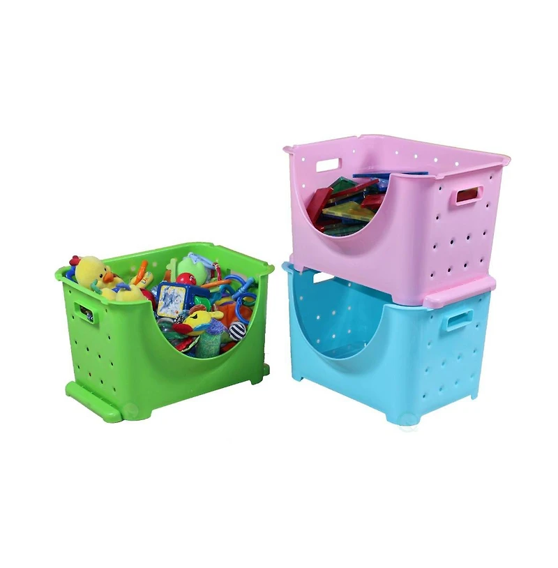 Basicwise Stackable Plastic Storage Container