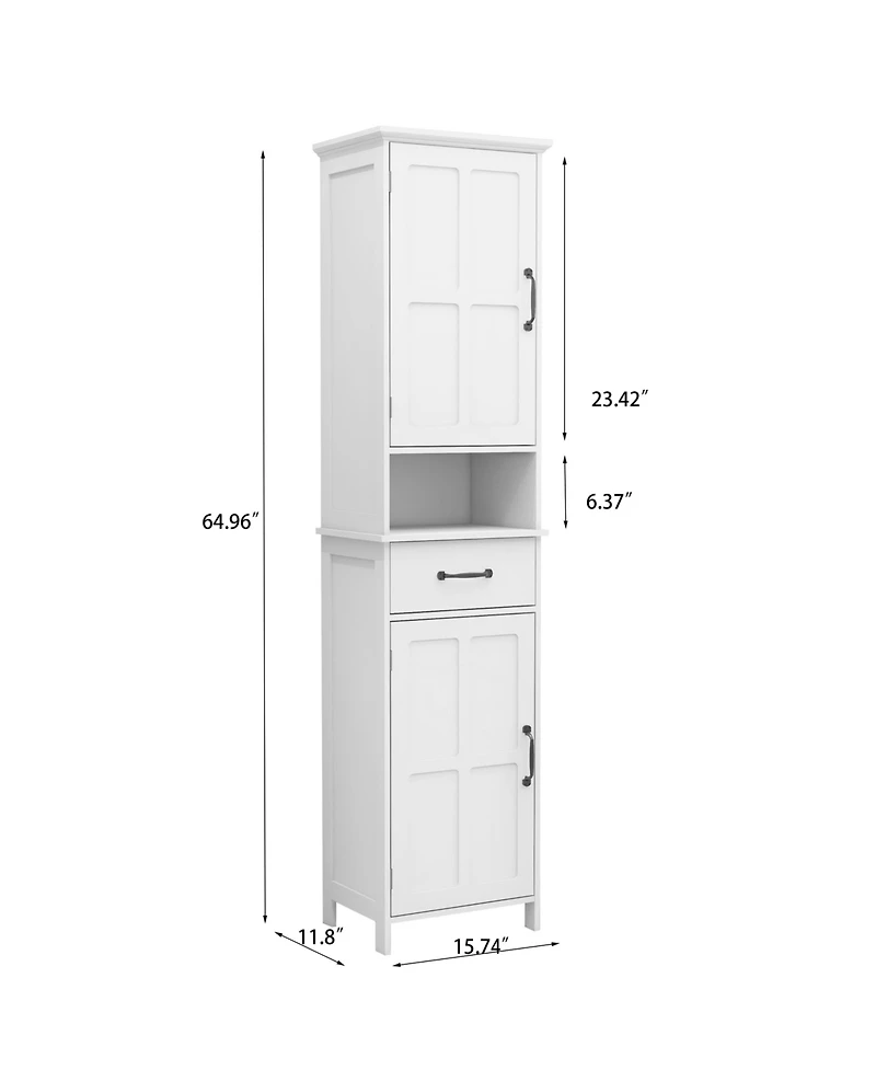 Casainc Slim Double Door Cabinet for Narrow Spaces, Floor-Standing Storage for Kitchen or Bathroom