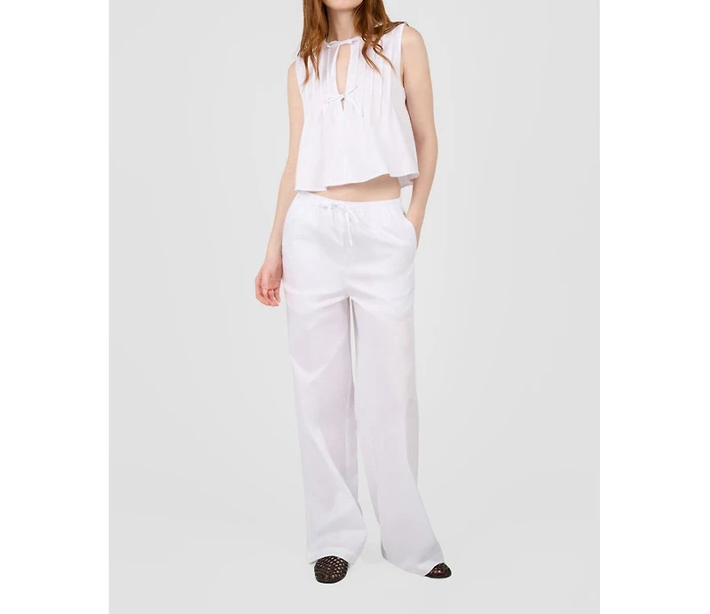 WeWoreWhat Women's Tie Front Flare Top