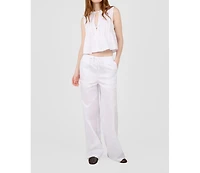 WeWoreWhat Women's Tie Front Flare Top