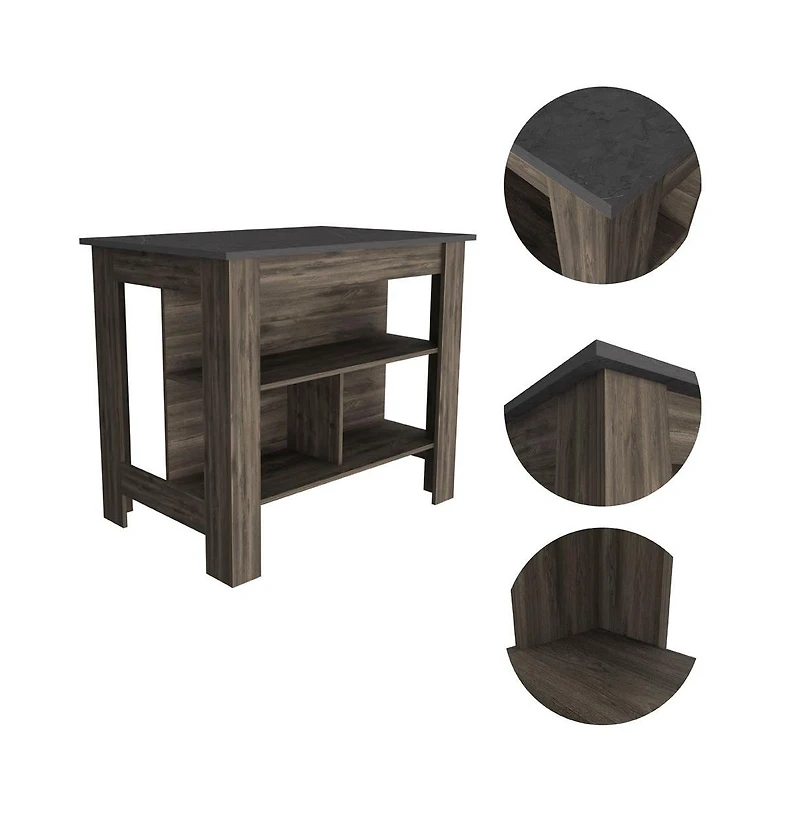 Slickblue Kitchen Island with 3 Open Storage Shelves, Freestanding Utility Table for Meal Prep