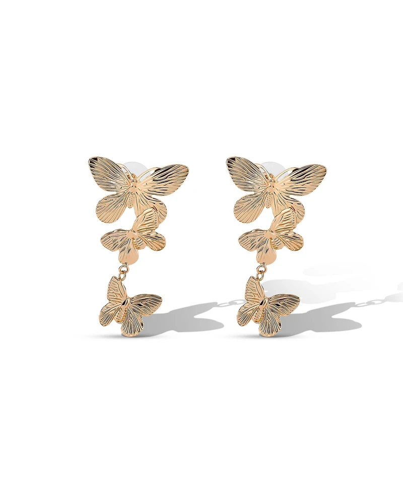 Jessica Simpson Cluster Butterfly Drop Earrings in Gold-Tone
