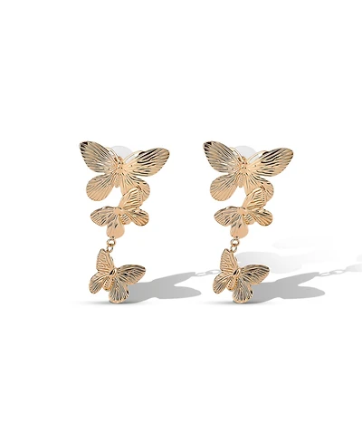 Jessica Simpson Cluster Butterfly Drop Earrings in Gold-Tone