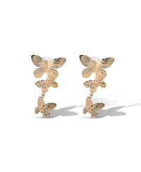 Jessica Simpson Cluster Butterfly Drop Earrings in Gold-Tone