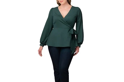 Kiyonna Plus Natasha Long Sleeve Wrap Top