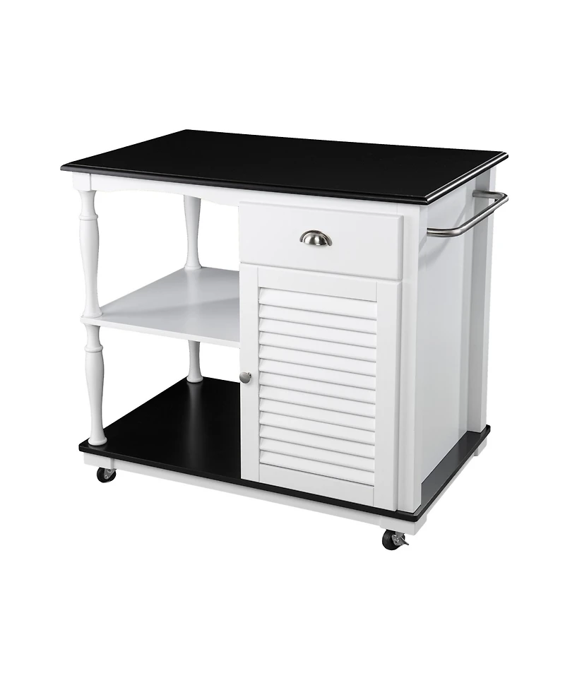Slickblue Mobile Kitchen Island Cart with Storage Cabinet, Open Shelves, and Casters