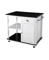 Slickblue Mobile Kitchen Island Cart with Storage Cabinet, Open Shelves, and Casters