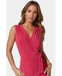 Bebe Women's Jersey Wrap Tie Jumpsuit