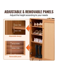 Slickblue Rattan Shoe Cabinet with 2 Doors, 5-Tier Shoe Organizer with Adjustable Shelves