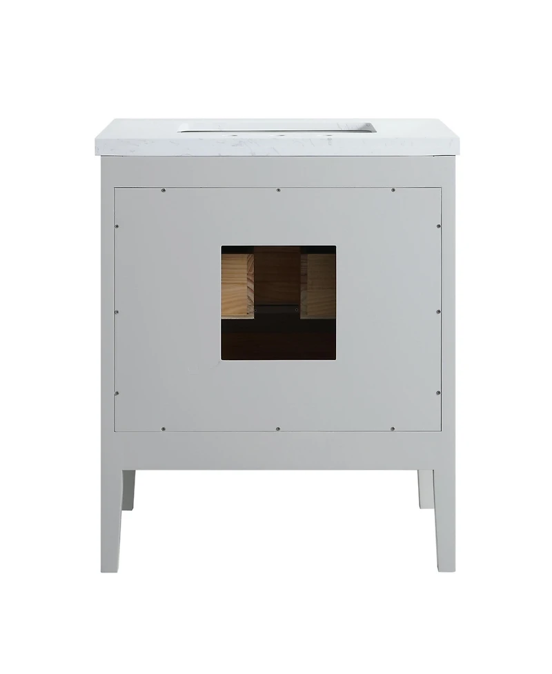 Casainc Fully Assembled 30" Freestanding Single Sink Bathroom Vanity with 2 Handle Sets and Engineered Marble Top