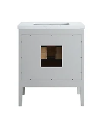 Casainc Fully Assembled 30" Freestanding Single Sink Bathroom Vanity with 2 Handle Sets and Engineered Marble Top