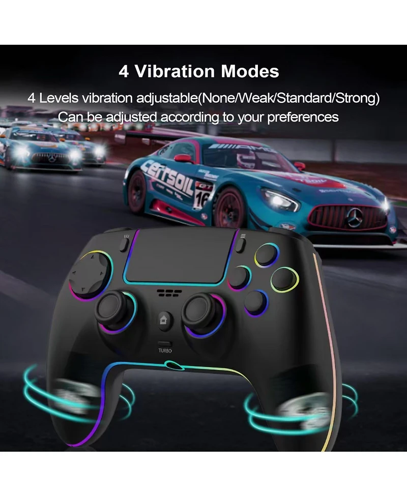 Nbcp Wireless Controller with 7 Rgb Colors for PS5 Pro/Slim, Steam, iOS, Mac, Pc Windows, Android, Dual Vibration, Turbo, Programmable, 3.5mm Audio Ja