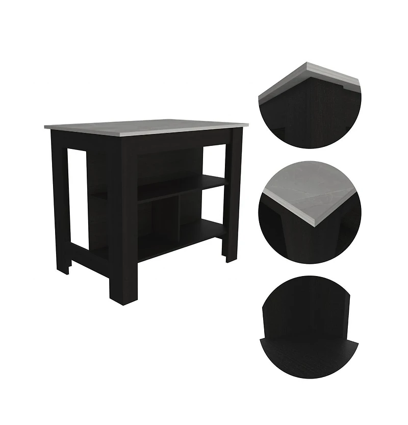 Slickblue Modern Kitchen Island with Storage Shelves and Drawer for Meal Prep and Organization