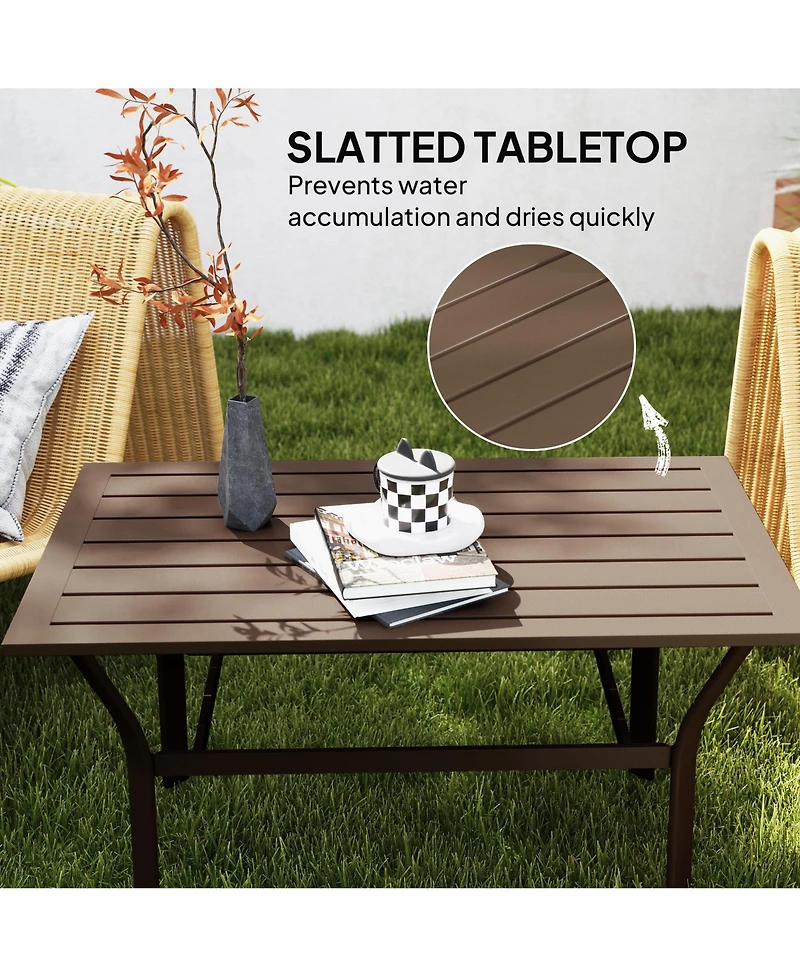 Outsunny Outdoor Table, All-Weather Patio Table,