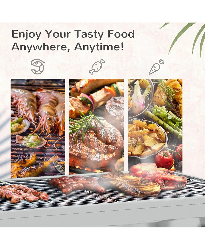 Outsunny Stainless Steel Small Portable Folding Charcoal Bbq Grill Set