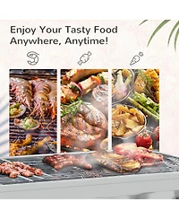 Outsunny Stainless Steel Small Portable Folding Charcoal Bbq Grill Set