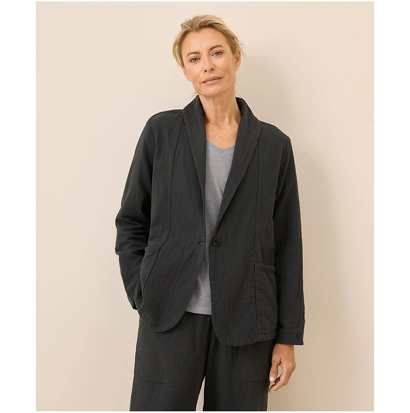 Pact Women's Organic Cotton Coastal Double Gauze Lined Easy Jacket
