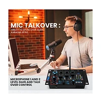 Pyle Bluetooth 3-Channel Dj MP3 Mixer with Mic-Talkover, Usb Flash Reader, Dual Rca & Microphone Inputs