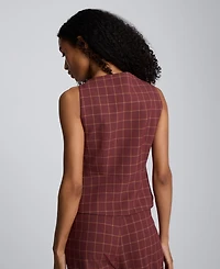 Kenneth Cole Women's Plaid Sleeveless Peplum Vest