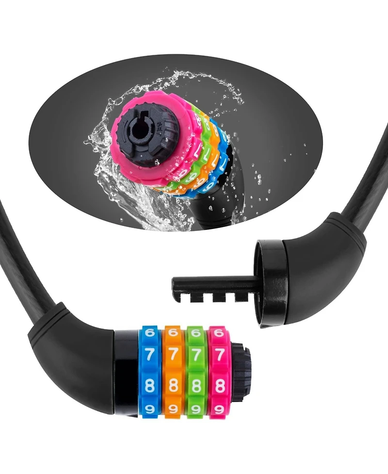 Nakto Bike Lock Cable, 4-Digit Combination With Metal Head, Resettable, 2 Feet x 0.45 in, for Bicycle, Scooter, Skateboard, Motorcycle, E-Bike