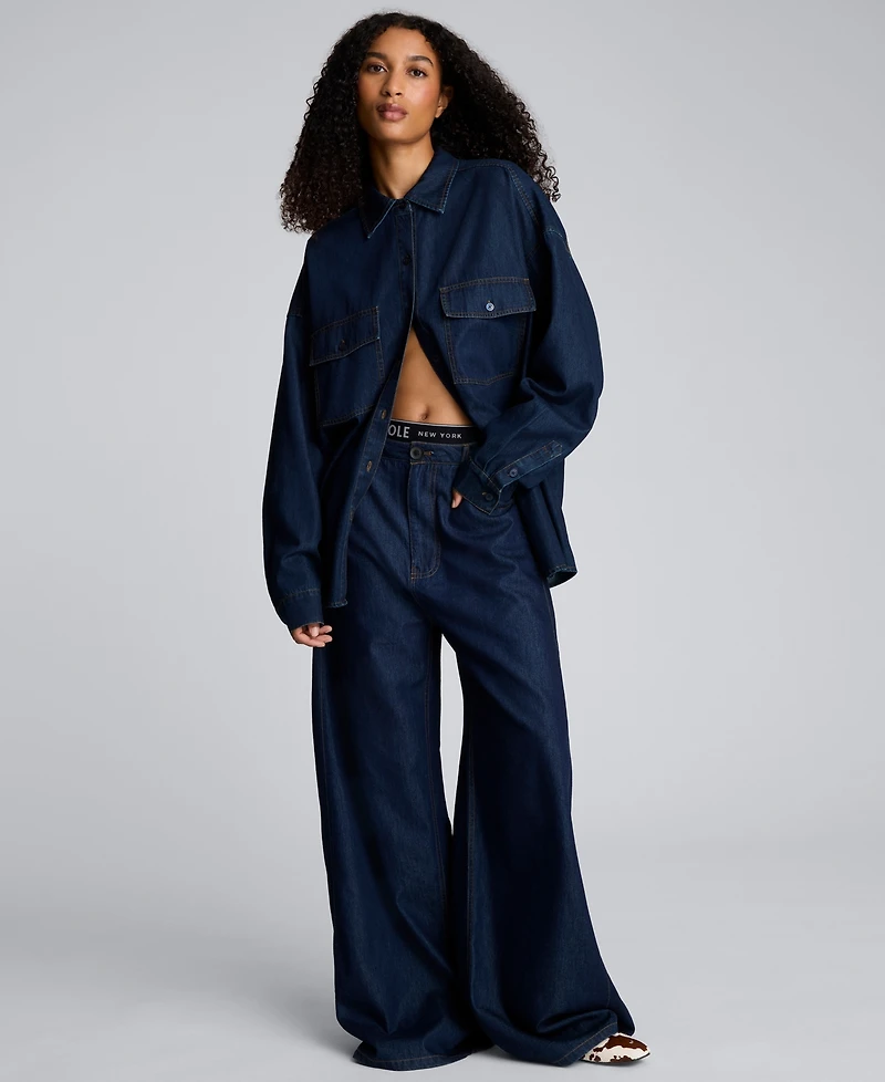 Kenneth Cole Women's Button Up Oversized Shirt