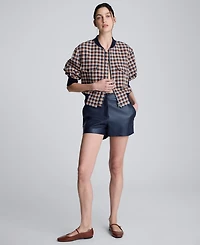 Kenneth Cole Women's Chequered Cropped Bomber Jacket
