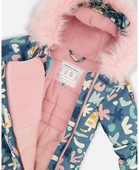 Deux par Baby Girls One-Piece Play Snowsuit Designed for Car Seat Cat Print