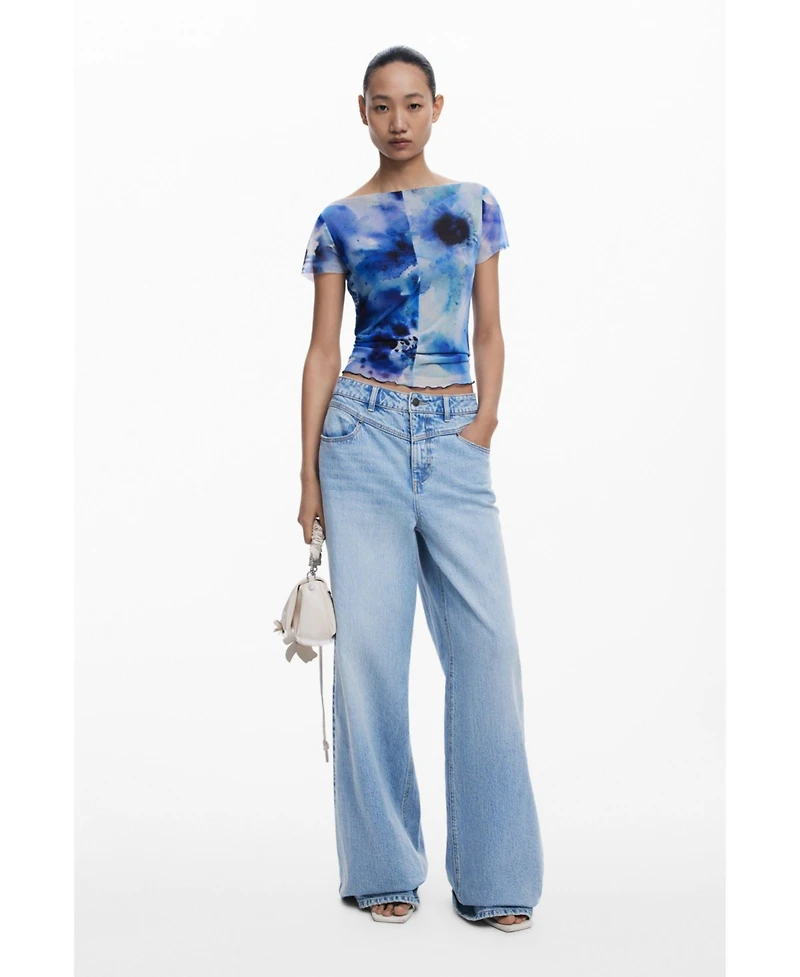 Desigual Women's Ribbed tulle T-shirt